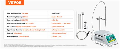 Vevor Magnetic Stirrer Hot Plate Max F C Rpm Hot Plate