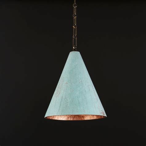 Large Plaster Cone Pendant Hanging Light Shade In Copper Etsy Uk