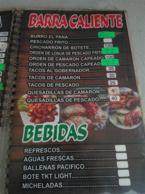 Carta del restaurante Mariscos EL PANA Culiacán Rosales