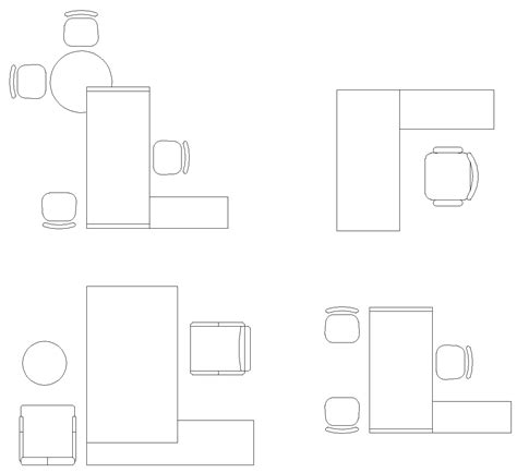 Meja Kantor Sederhana Berbentuk L Dwg Blok Cad Unduh Gratis