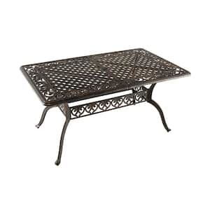 Gymax 59 In Patio Rectangle Dining Table Outdoor Cast Aluminum Table