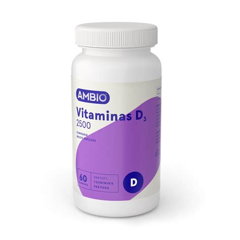 Ambio Vitaminas D3 2500 Iu 60 Guminukų Gintarinė Vaistinė