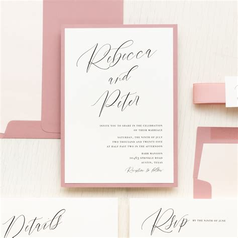 Dusty Rose Wedding Invitations Beacon Lane