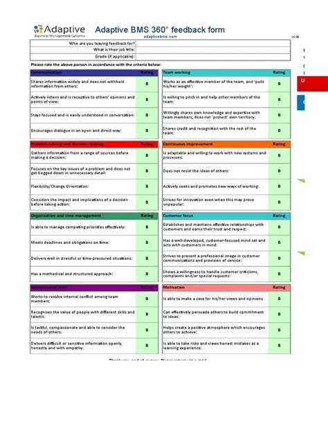 360 Feedback Excel Template Printable Word Searches