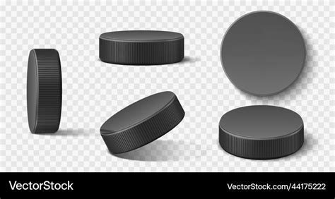 Realistic ice hockey puck black rubber puck Vector Image