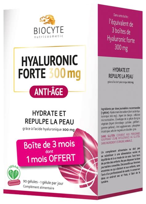 Hyaluronic Forte 300 mg anti âge Biocyte complément alimentaire anti âge