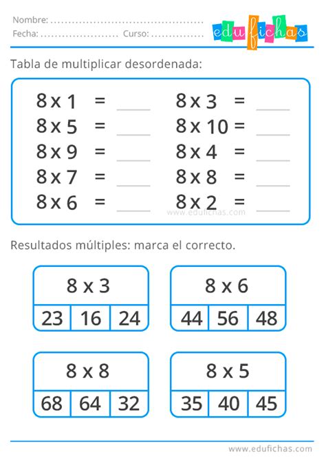 Ejercicio De Tabla De 8 Ejercicios De Tabla Tabla De Multiplicar | Porn ...