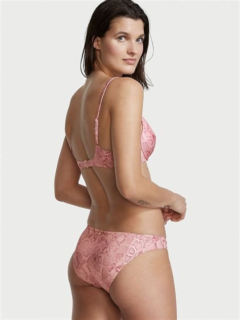 Büzgülü Çıkarılabilir Push Up Bikini Üstü Pembe Yılan VS26433496