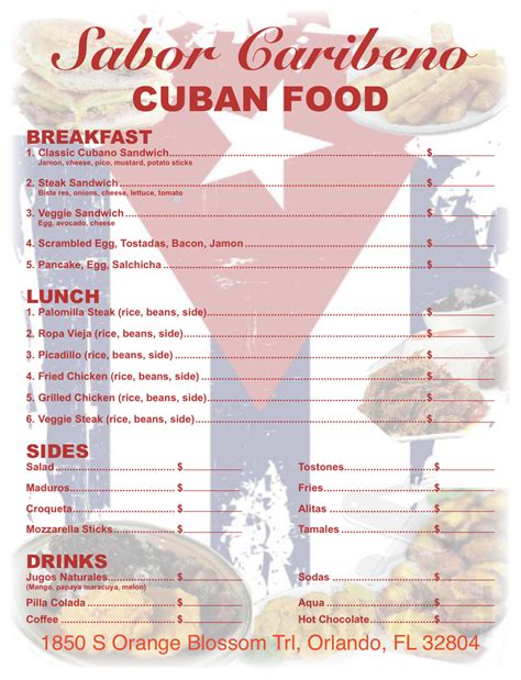 Sabor Caribe O Cuban Food Menu In Apopka Florida Usa