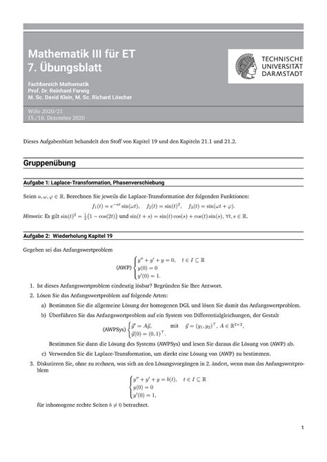 Bungsblatt Gruppen Und Haus Bungen Mathematik Iii F R Et