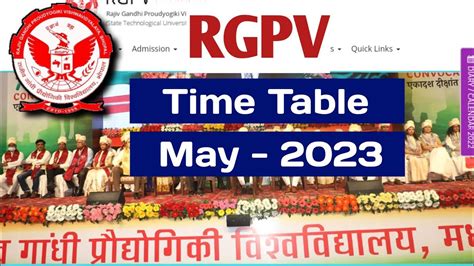 Rgpv Exam Time Table May Youtube