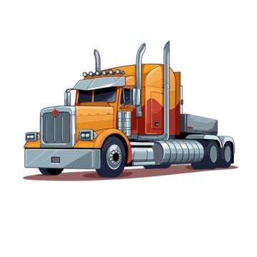 Orange Semi Truck PNG, Vector, PSD, and Clipart With Transparent ...