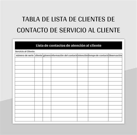 Plantilla De Formato Excel Tabla De Lista De Clientes De Contacto De