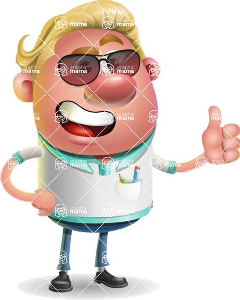 Blonde Hair Man Cartoon Vector 3d Character Sunglasses Graphicmama