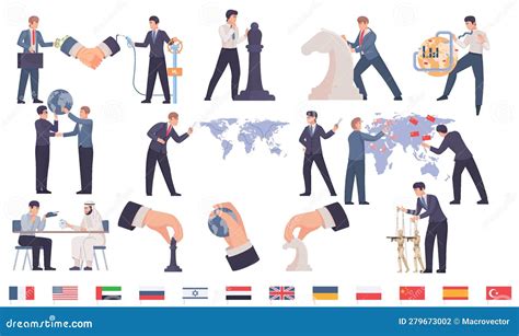 Geopolitics Flat Infographic Cartoon Vector Cartoondealer