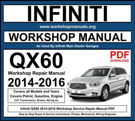 Infiniti Qx60 2014 2016 Workshop Repair Manual Download Pdf