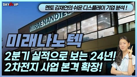 미래나노텍 주가전망 2분기 실적으로 보는 24년 2차전지 사업 본격 확장 Youtube