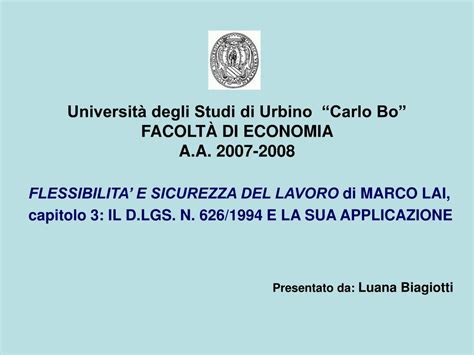 Ppt Universit Degli Studi Di Urbino Carlo Bo Facolt Di Economia A