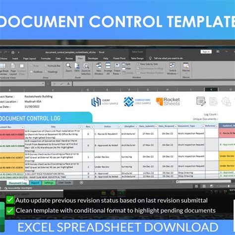 Document Control Template Document Management Tools Project - Etsy