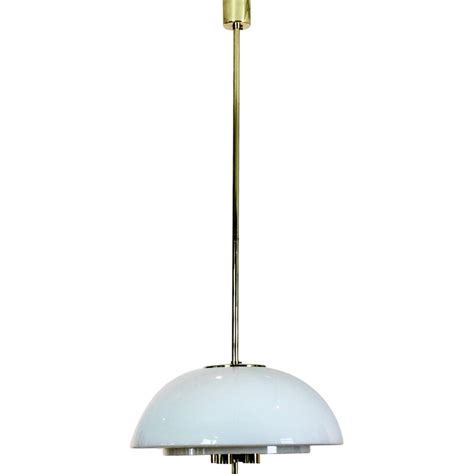 Vintage Mushroom Pendant Lamp In Opal Glass And Brass By Glash Tte