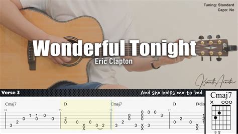 Wonderful Tonight Eric Clapton Fingerstyle Guitar Tab Chords