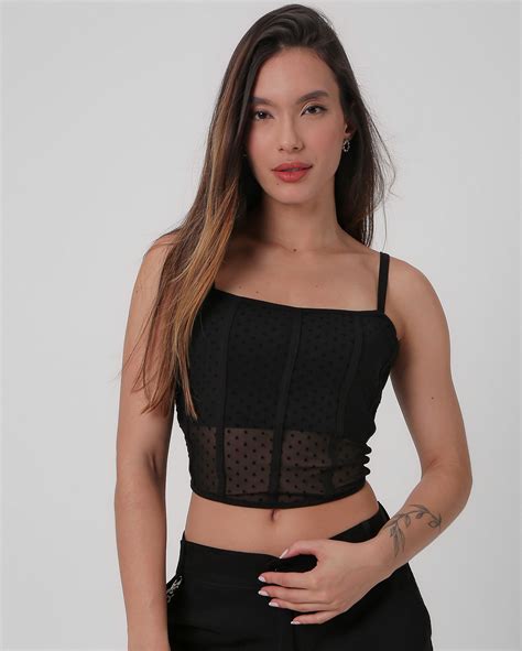 Riachuelo Regata Cropped Corset Po S Preta Pool By Riachuelo