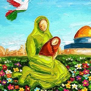 Hand Painted Palestine Oil Painting Original Peaceful Sky Over ...