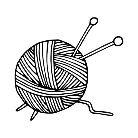 Premium Vector Single Ball Of Woolen Thread With Needles Icon Hand