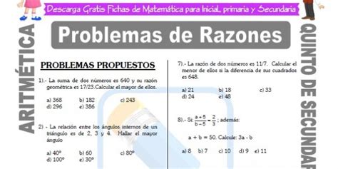 Actividades De Aritmética Para Quinto De Secundaria Fichas Gratis