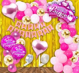 Party Propz Birthday Decorations Kit For Baby Girl Pink Pcs Combo Set