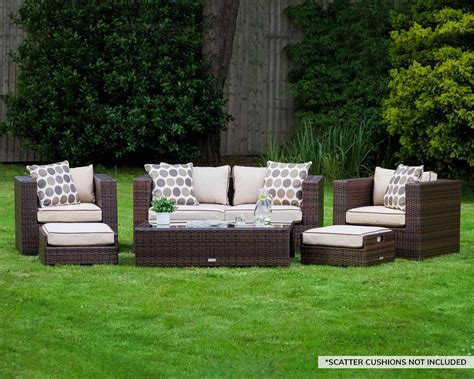 2 Seater Rattan Garden Sofa Set In Brown Ascot Rattan Garden Furniture Patio Furniture