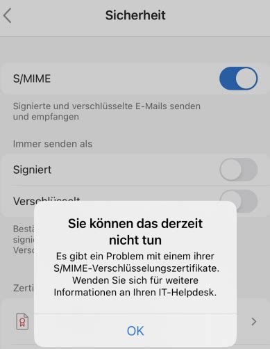 Das Senden von S MIME verschlüsselten Nachrichten mit Outlook for iOS