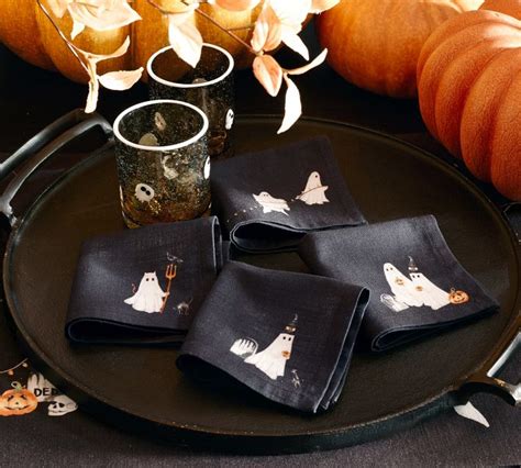 Scary Squad Organic Cotton Cocktail Napkins Mixed Set Of Pottery Barn