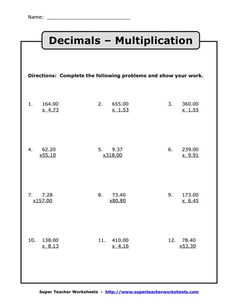 Multiplying And Dividing By Decimals