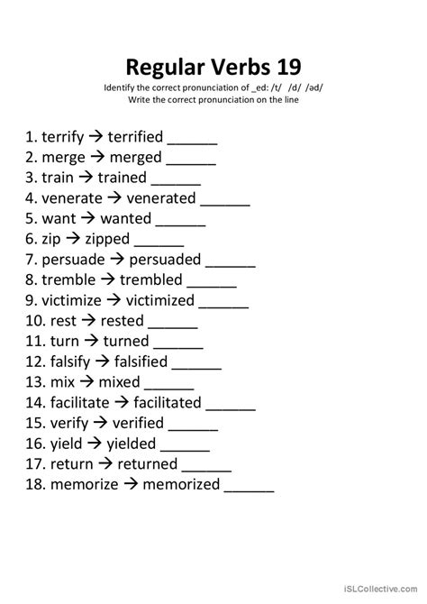 Regular Past Tense Verbs Pronunciati… English Esl Worksheets Pdf And Doc