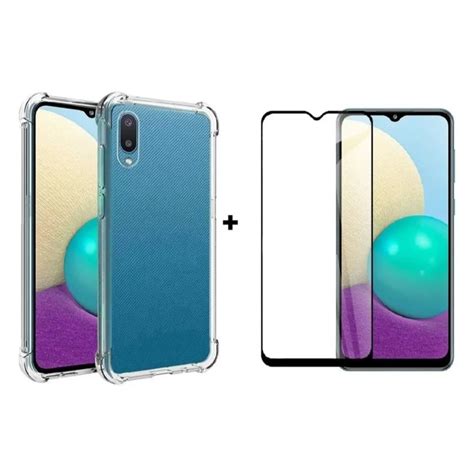 Kit Capa Película Vidro 3D Compatível Galaxy A02 Celular Capinha Case