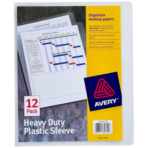 Avery Heavy Duty Plastic Document Sleeves, 12 Clear Sleeves (72611 ...