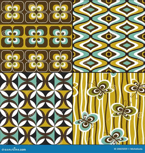 Retro Seamless Pattern Set Stock Vector Illustration Of Retro