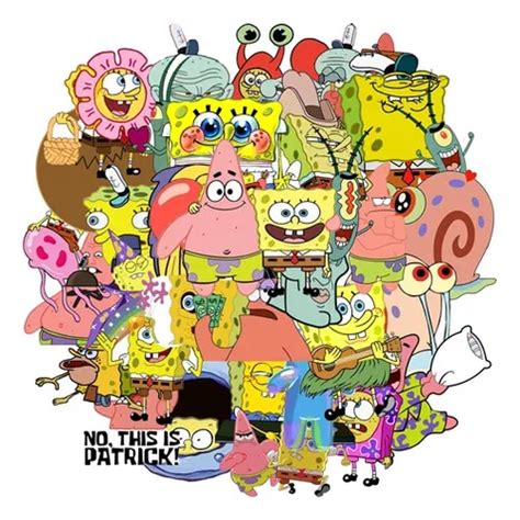 50 Stickers Bob Esponja Patricio Calamardo Calcomania Cuotas Sin Interés