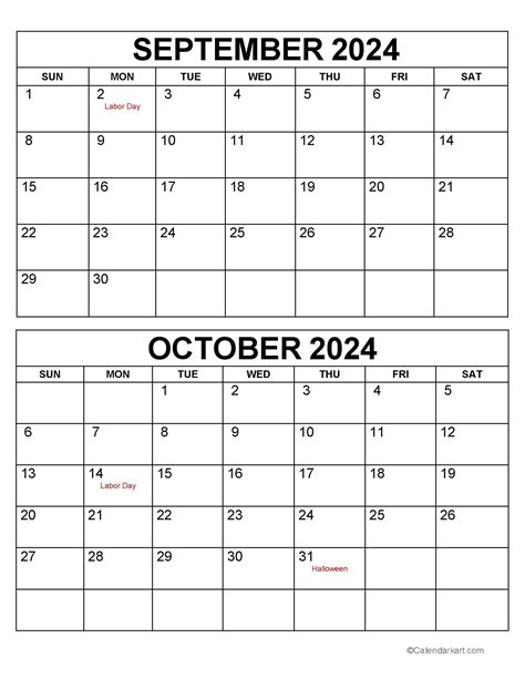 September October 2022 Calendar Free Printable On One Page Here You