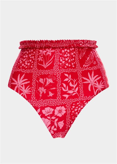 Agua By Agua Bendita Nopal Ipanema Escarlata High Waist Bikini Bottoms