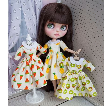 Blythe Doll Cute Dresses With White Collar Blytheclothesbyam