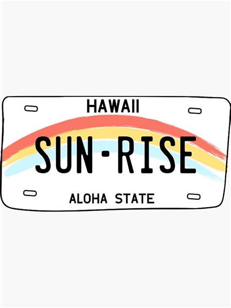 Hawaii Sunrise Licence Plate Sticker By Miamanza Redbubble