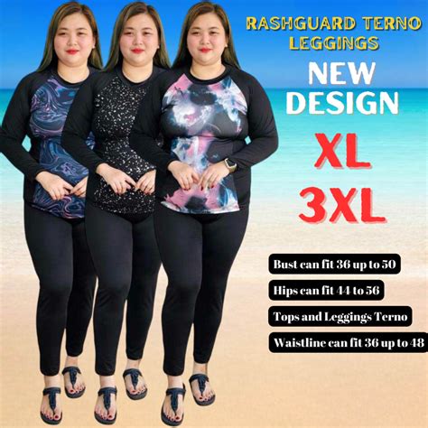 Plus Size Rash Guard Terno Leggings Swimwear Attire Xl 3xl Shopee Philippines