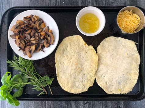 Air Fryer Mushroom Flatbread Pizza Recipe Using 2 Ingredient Dough