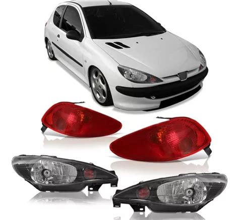 Combo Farol Mascara Negra Peugeot 206 03 A 08 Lanterna Frete grátis