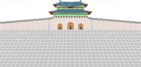 Gwanghwamun Gate And Long Wall And Large Courtyard At Gyeongbokgung