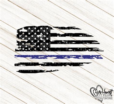 Distressed Police Flag Svgpngdxfinstant Download Thin Etsy