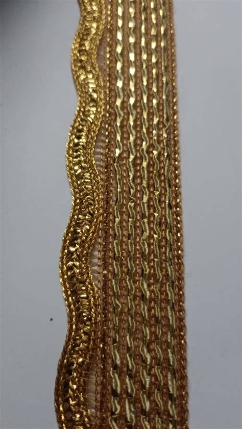 Polyester Golden Embroidered Threaded Lace For Garments Width