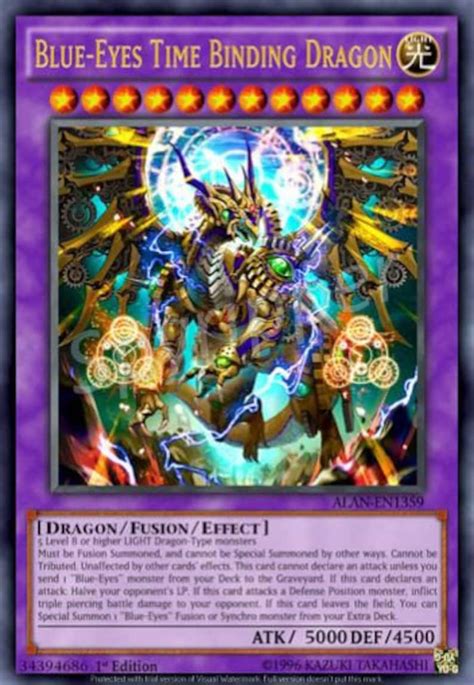 Blue Eyes Time Dragon Yugioh Card Glossy Rare Orica Semi Etsy